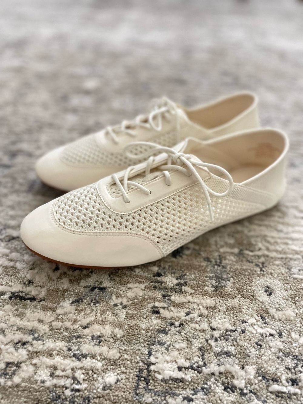 Vivaia Yara Mesh Sneakerina Ballet Flat Sneakers Cream Ivory Size 11